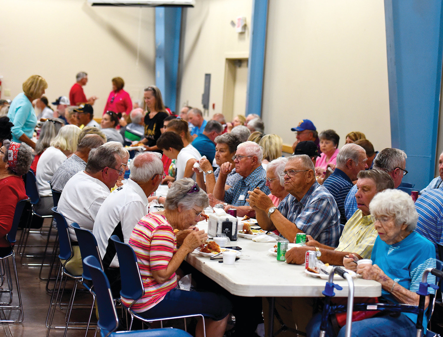 A large crowd turned out Friday for the Three Rivers Electric Cooperative annual meeting, which featured a fried chicken dinner, served by Three Rivers employees.