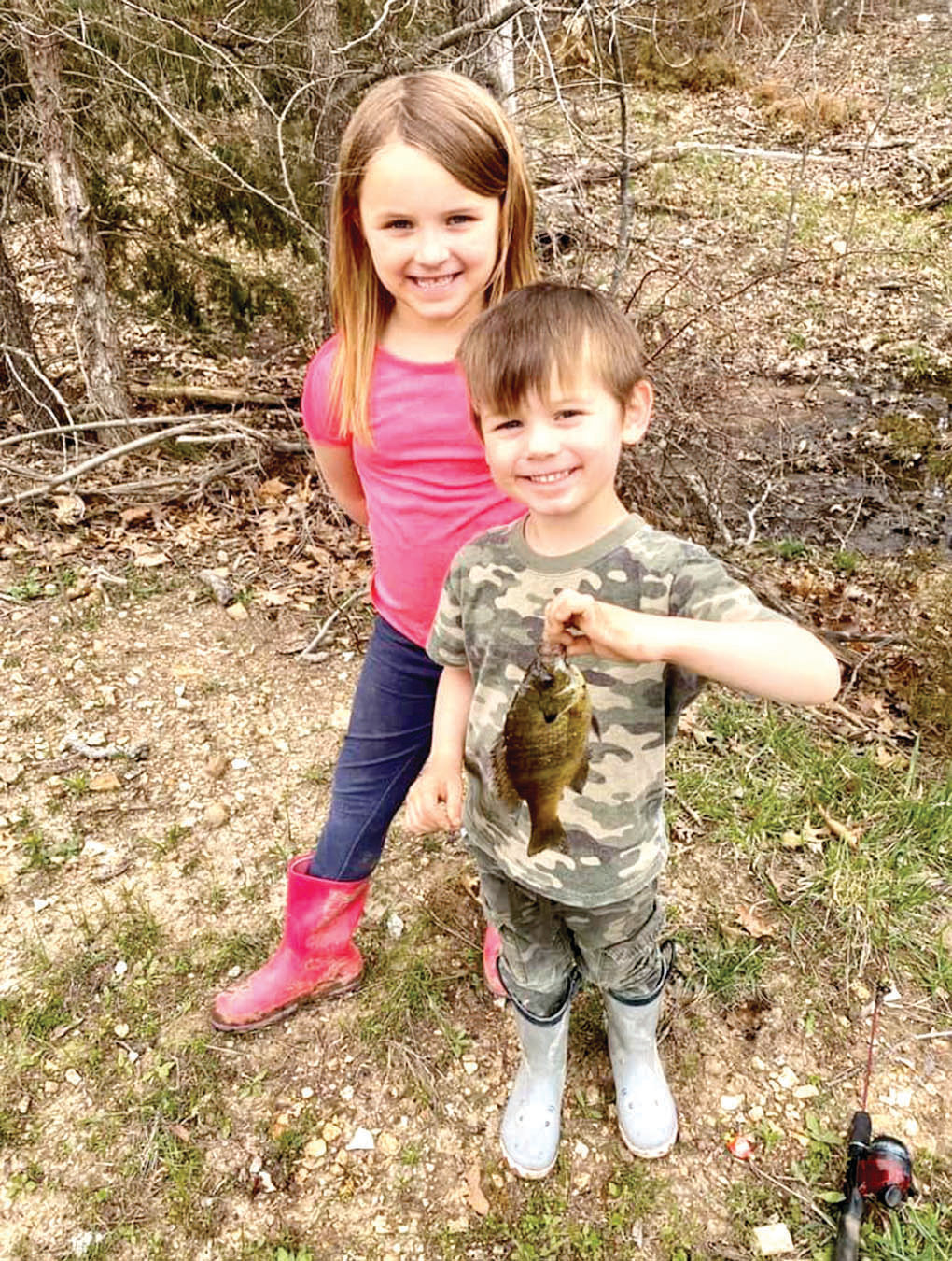Chloe and Cooper Rikard got to go fishing with their dad, Tyler.