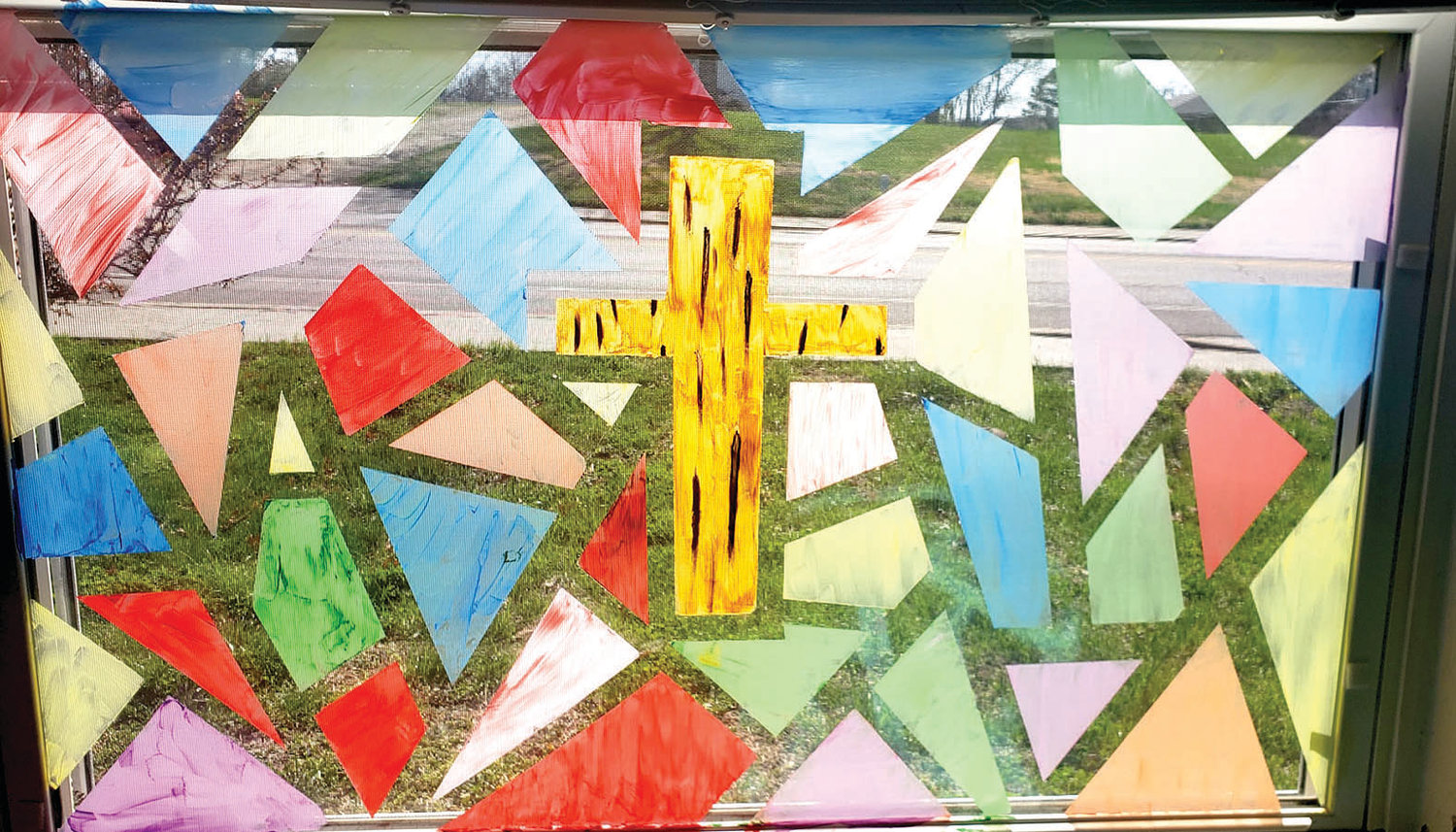 Tiffany Wolfe and her kids created this stained-glass window at home.