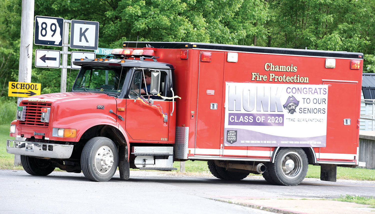 Members of the Chamois Fire Protection District were part of Friday’s graduation parade at Chamois.