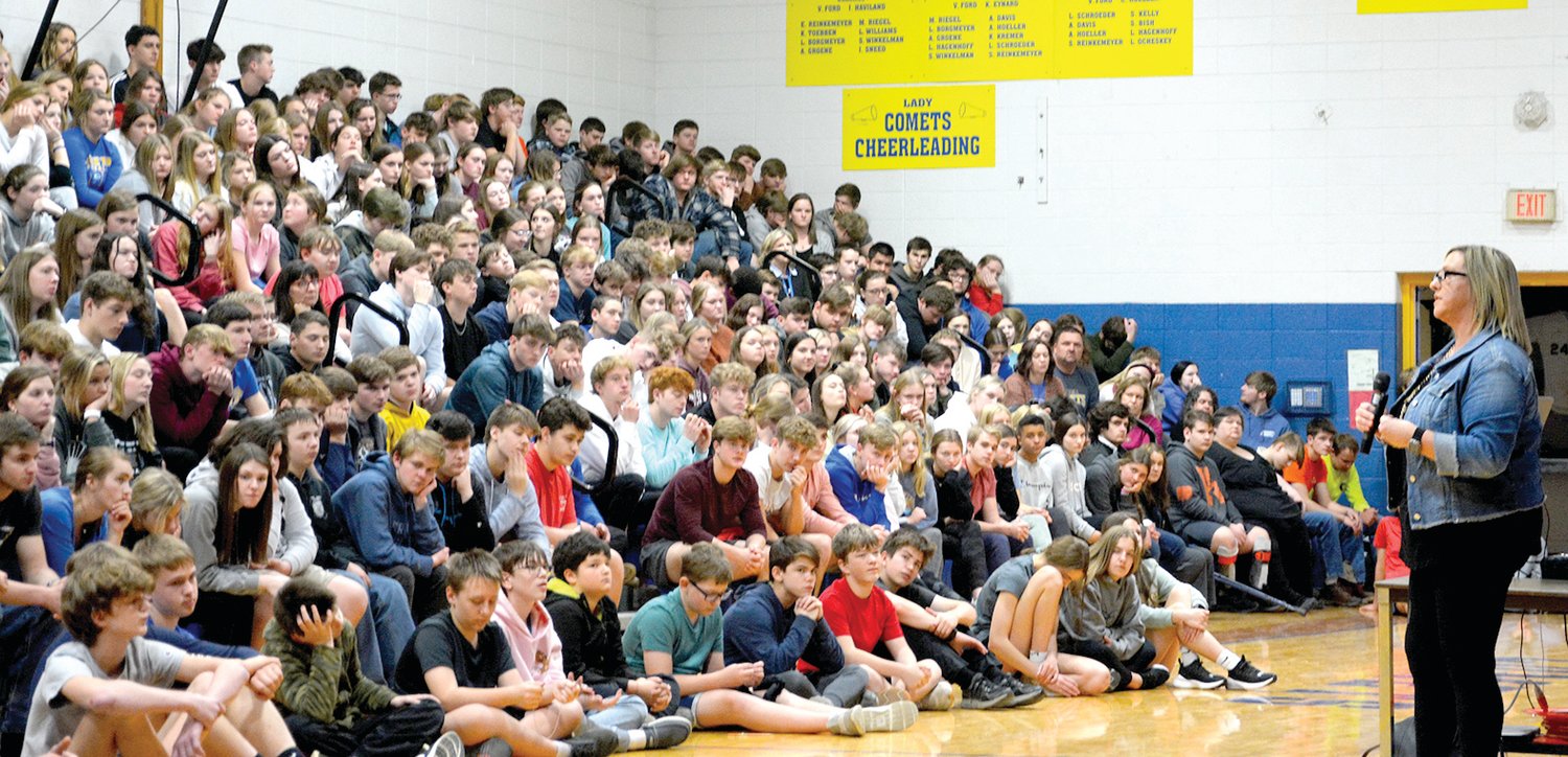 Tina Meier from the Megan Meier Foundation (MMF) on March 8 spoke to students and parents at Linn R-2 and Fatima R-3 about bullying, cyberbullying, and suicide. She founded MMF in 2007 after her 13-year-old daughter committed suicide.