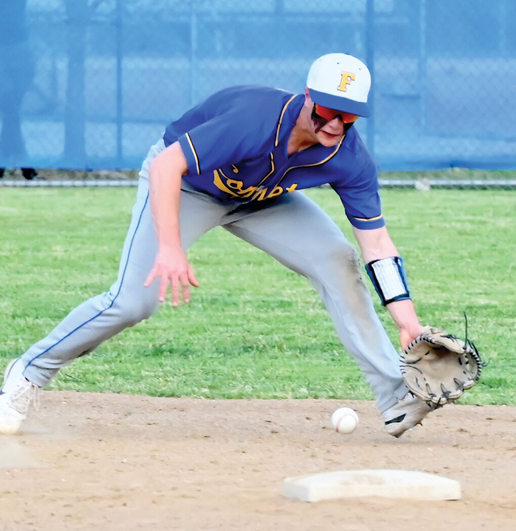 Shortstop Blake Gentges moves in to make a play.