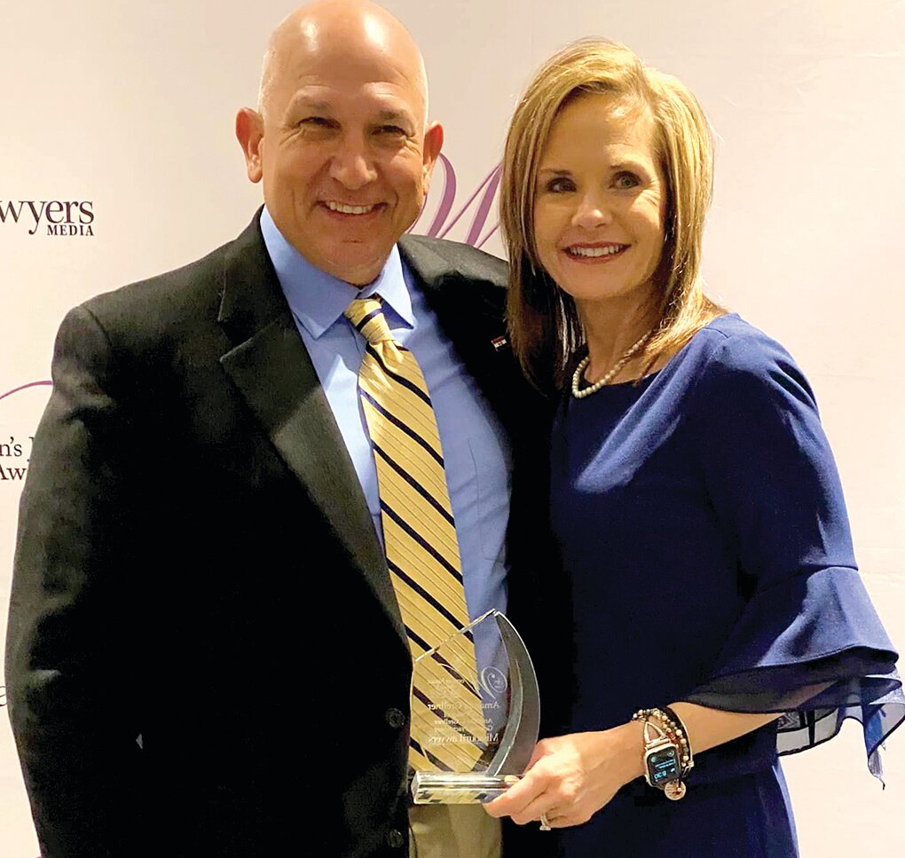 Osage County Prosecuting Attorney Amanda Grellner of Linn was one of 51 attorneys in Missouri to be recognized at the Missouri Lawyers Media’s 25th annual Women’s Justice Awards (WJA) for her work as a general practitioner. She is shown with her husband, Cody Fulkerson.