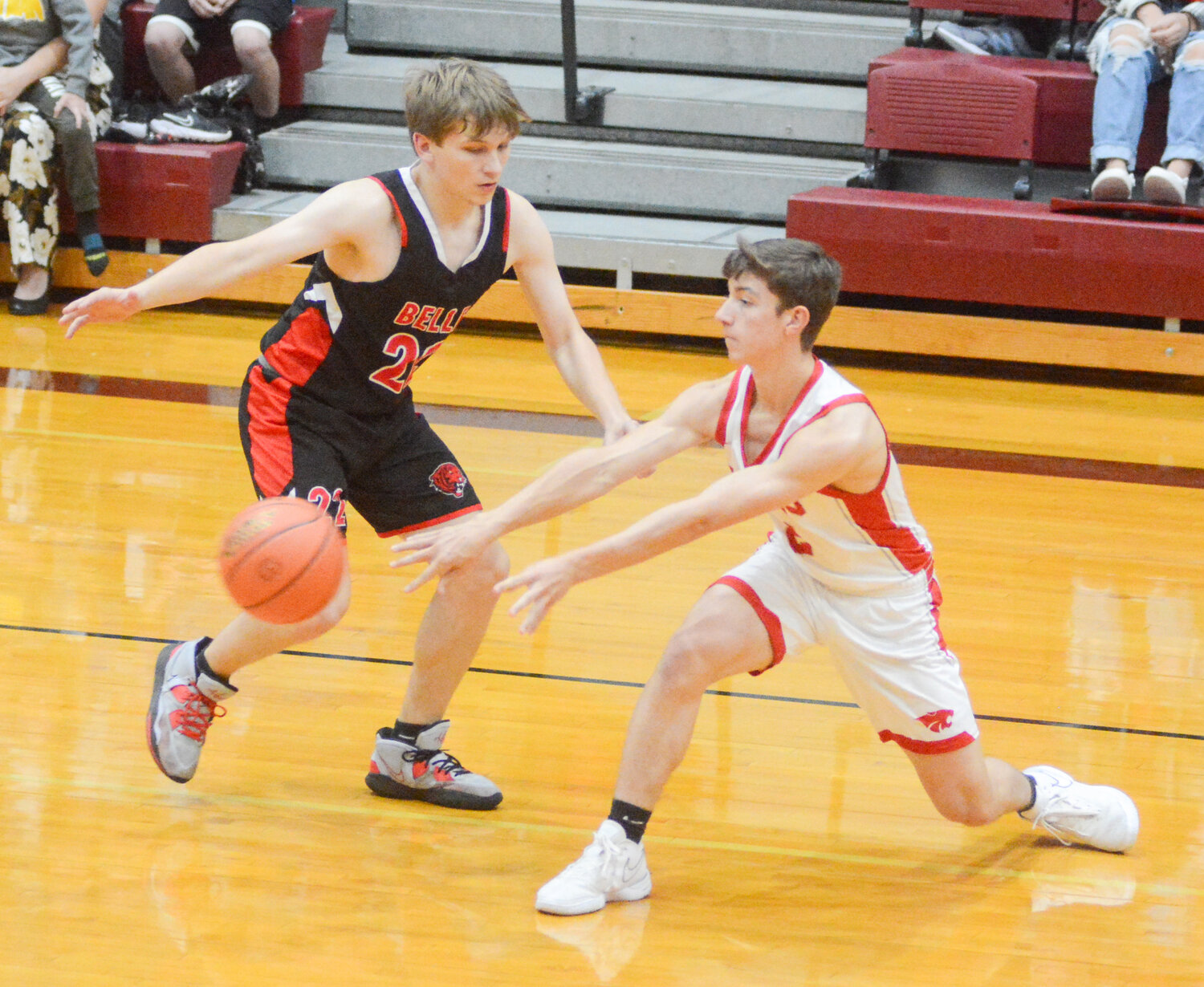 Gus Peters sends the ball inside during a recent game.